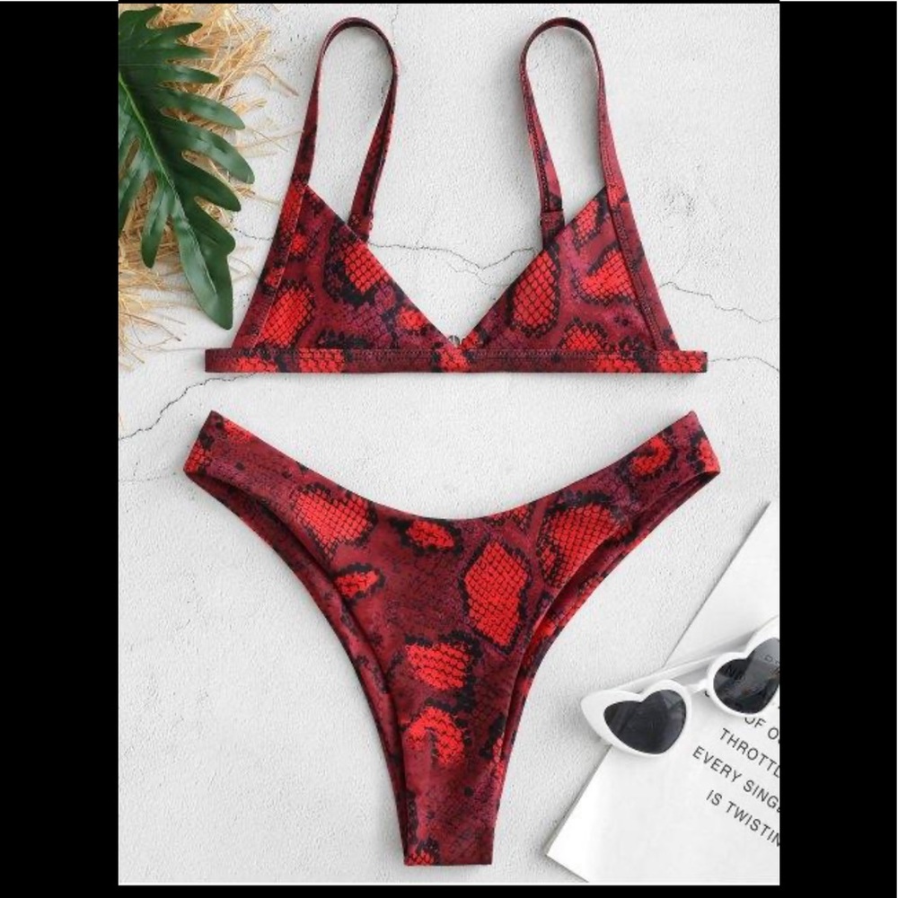 ZAFUL SNAKESKIN PRINT BIKINI SET